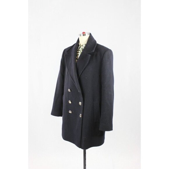 ZARA Navy Blue Wool Blend Double Breasted Short Peacoat Coat, Size M - Picture 4 of 12